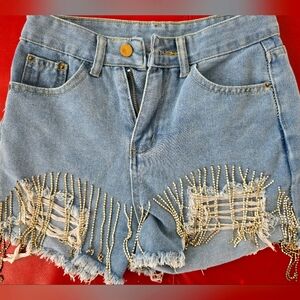 Distressed Denim Shorts